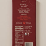 Back of Zacao 70% Dark Chocolate bar, showing ingredients list, nutrition facts, and ethical sourcing information.