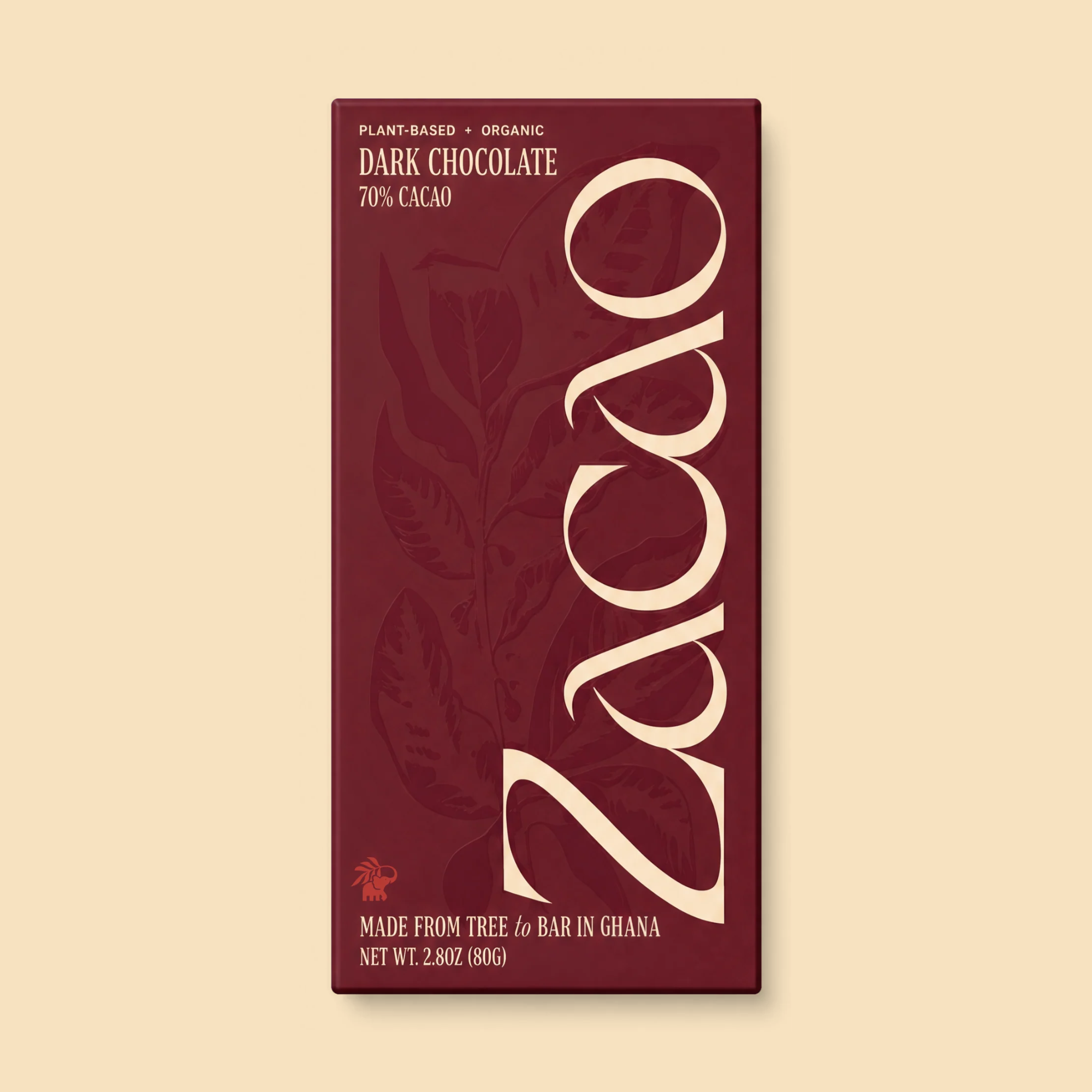 70% Cacao Dark Chocolate bar, front